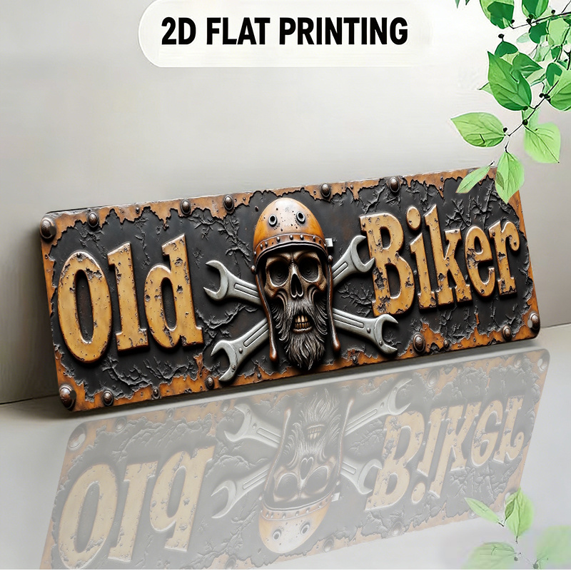 TEMU 2d Flat, 2d Vintage Sign Design Featuring Distressed Vintage , Including Wrench And Helmet Patterns, Perfect For Garages, , Bars,