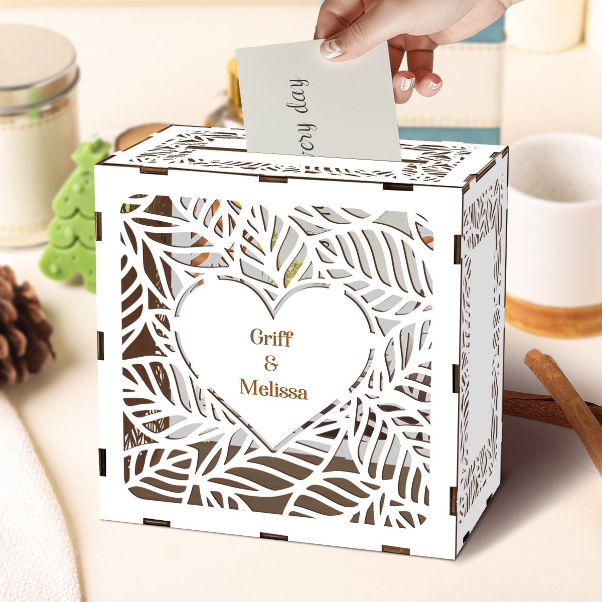 TEMU 1 Customizable Name Card Box, Designed In A Rectangular Envelope Style, Perfect For Receptions, Anniversaries, Weddings, Birthday Celebrations,