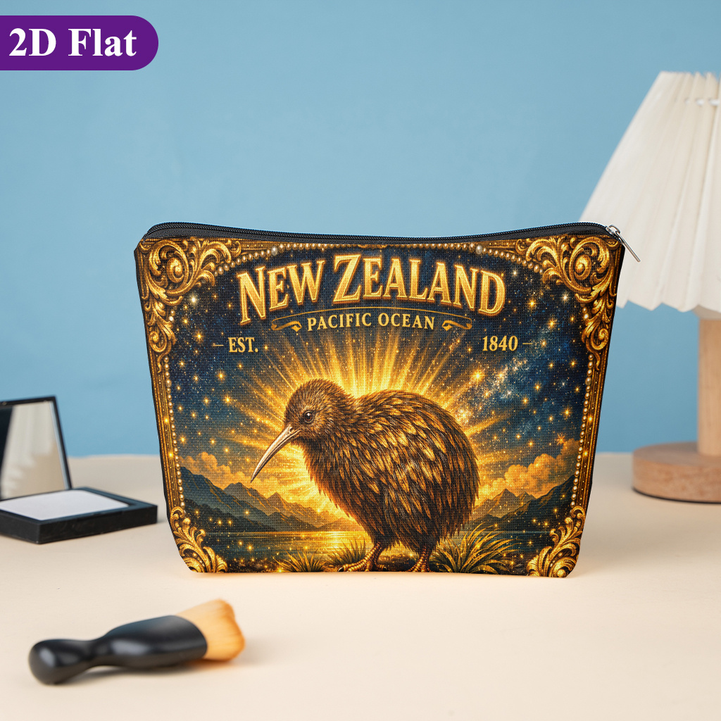 TEMU A Makeup Bag Featuring A Of A New Zealand Kiwi, Storing Toiletries , Can Be Used As A Stationery Organizer Or A Travel Clutch, With Double-sided