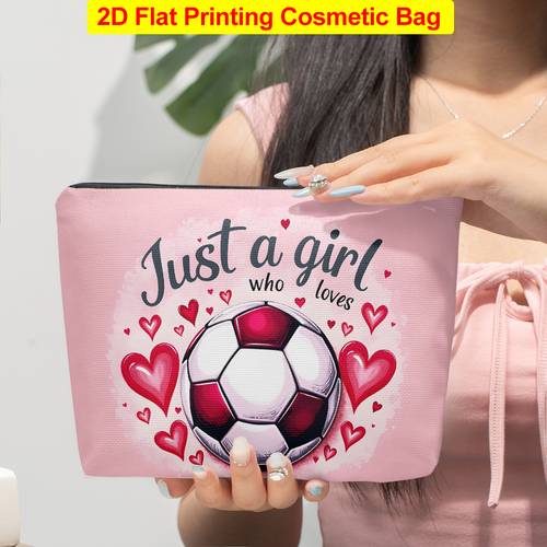 make-uptas , linnen cosmetische tas voor meisje dat van voetbal houdt, opvouwbare & draagbare toilettas, ritssluiting, reisopbergtas/dagelijks gebruik voor mannen & vrouwen, cadeau voor feestdagen, vrienden, kerstmis, verjaardagen, afstuderen
