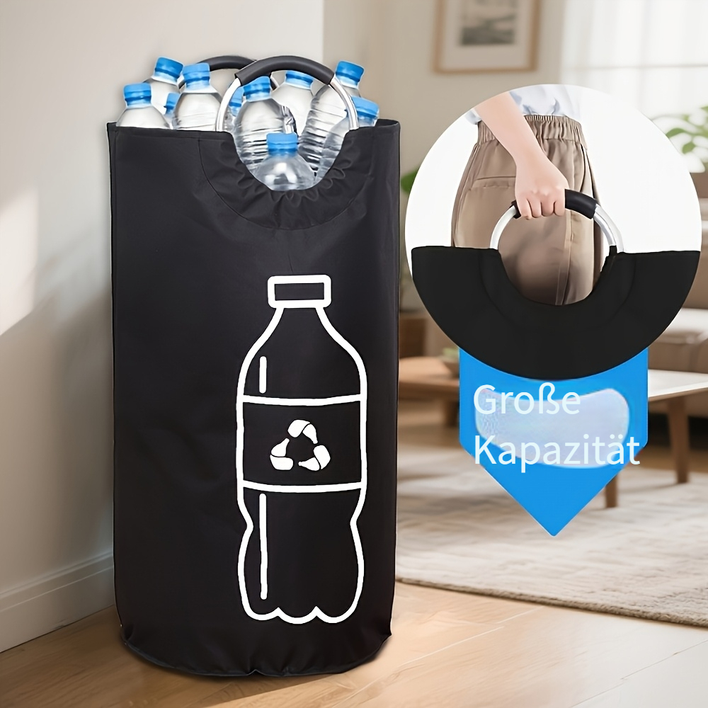 schwerlast-extra-große kapazität leinwand-faltbarer recyclingbehälter mit deckel – schwerlast-zylindrisches offenes design, platzsparender faltbarer wäschekorb/schmutzwäschekorb/aufbewahrungskorb für küche, zuhause, badezimmer, büro – recyclingbehälter mit klarem beschriftungssystem, langlebige