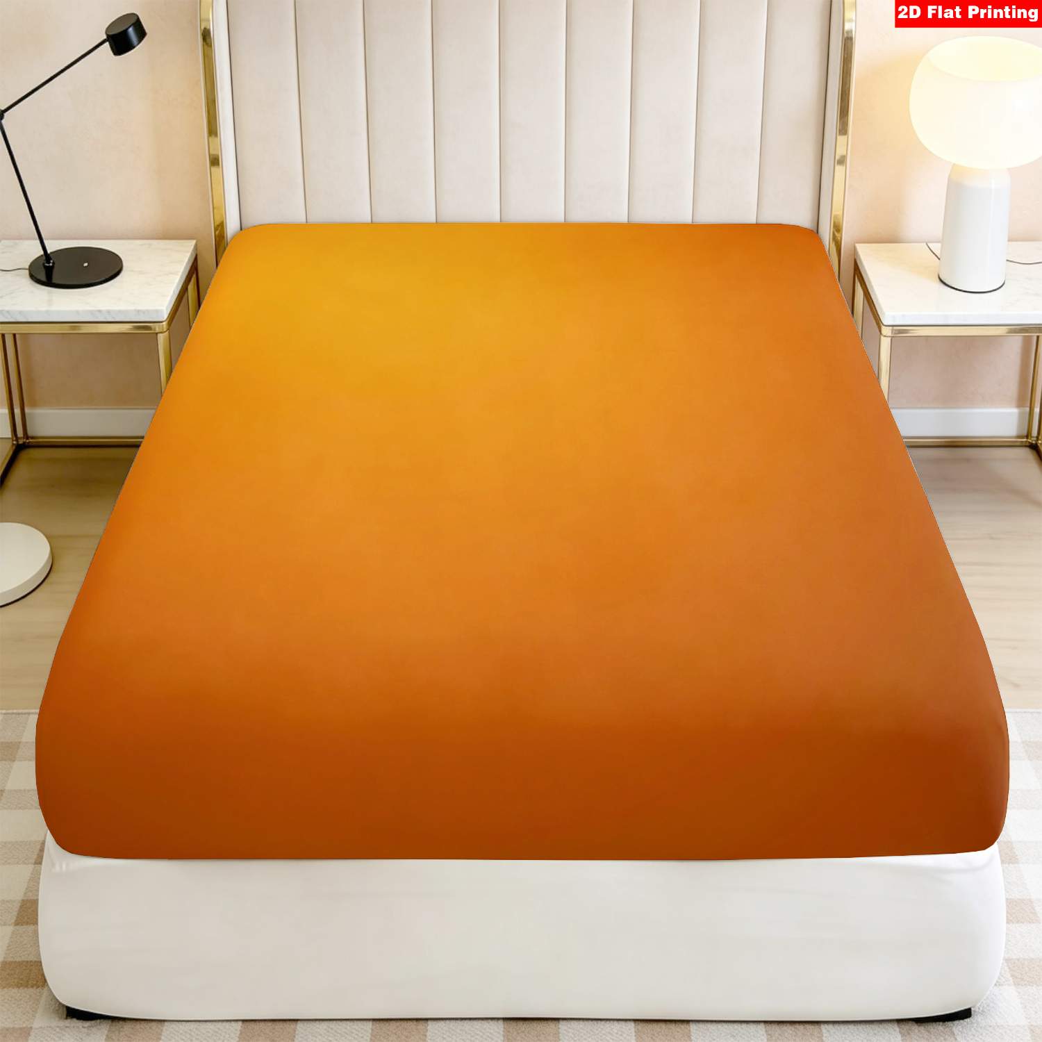 TEMU 1pc 2d Flat Printing Sunflower Pattern Orange Bedding (1 Fitted Sheet Without Mattress) The Fabric Is Soft, Comfortable And Breathable For