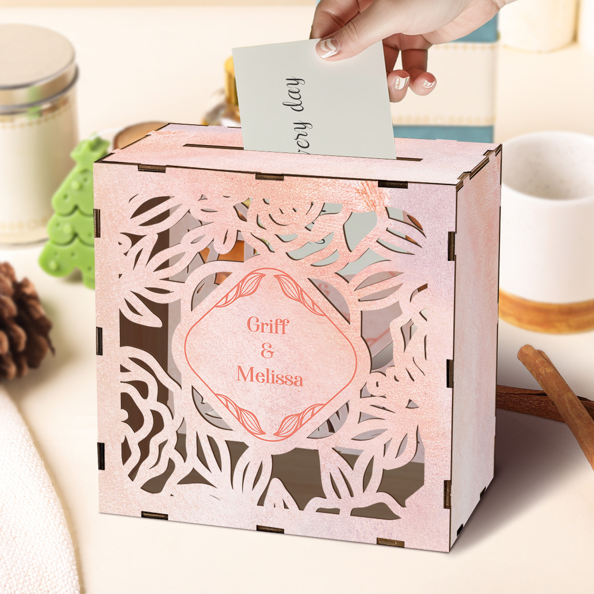 TEMU Une boîte à cartes personnalisable, conçue dans un style d'enveloppe rectangulaire à , parfaite pour les réceptions, les anniversaires, , les