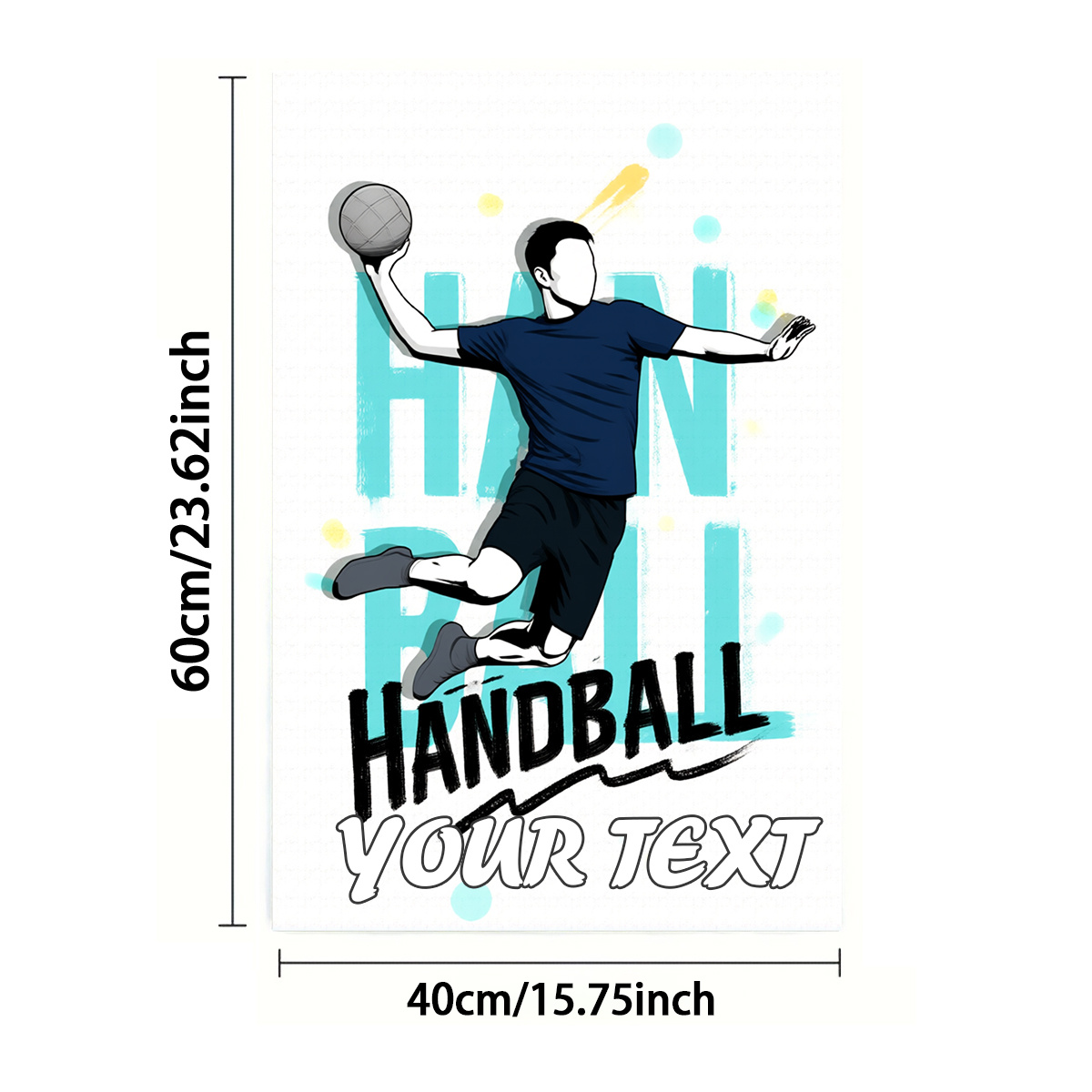 TEMU Serviette 2D Plate, Personnalisé 1/2 pièces, Impression , Rectangle 40×60cm, Motif de Handball Style Illustration 2D, Personnalisation en Gros