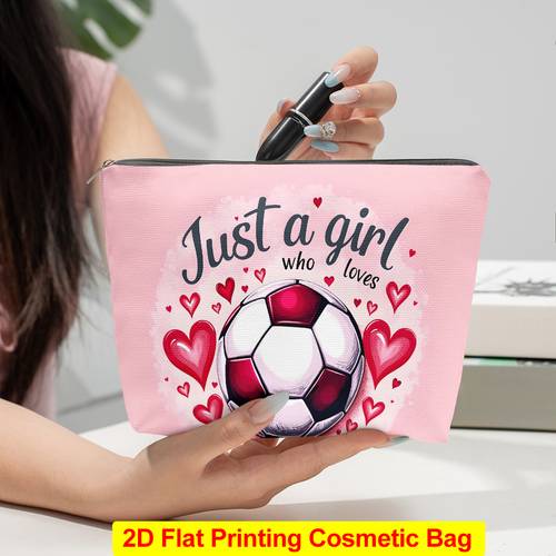 make-uptas , linnen cosmetische tas voor meisje dat van voetbal houdt, opvouwbare & draagbare toilettas, ritssluiting, reisopbergtas/dagelijks gebruik voor mannen & vrouwen, cadeau voor feestdagen, vrienden, kerstmis, verjaardagen, afstuderen