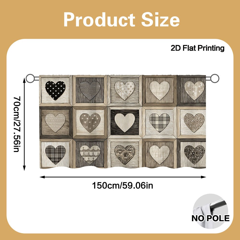 TEMU 2d Flat - 2d Flat - 1pc Of 2d Flat Cabinet Curtain Featuring A Valentine's Heart Grid Design, Designed For With A Convenient Hanging Feature.