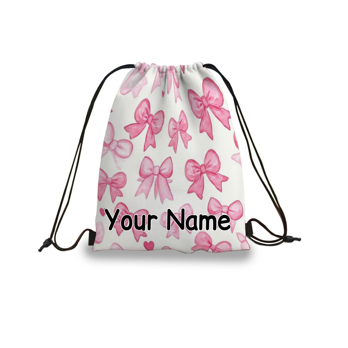 TEMU Personalized Name And Text, Single Piece Pink , Drawstring Backpack, Unisex Lightweight Sports Sack, Fitness Storage Bag For Gym, Sports, And