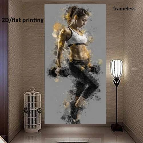 item picture 2d flat 2d flat 2d flat frameless 1pc 2d flat measuring 39 by 198 12 cm or 100 by 200 centimeters frameless canvas artwork featuring a strong woman with a golden ideal for decorating offices bedrooms and living rooms