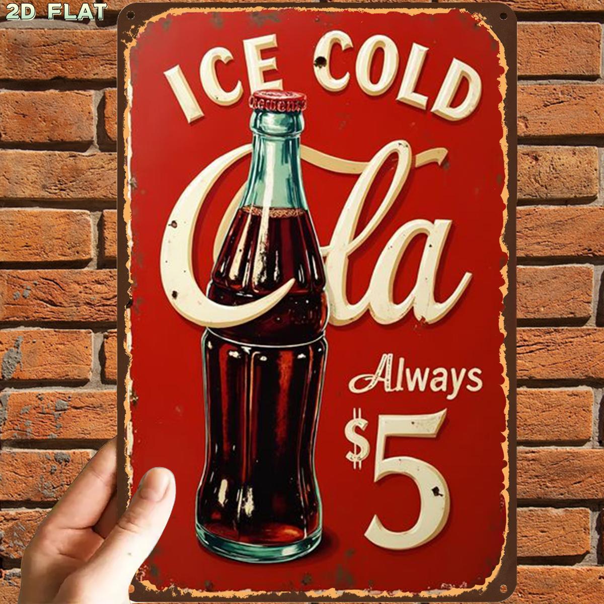 E-shop 2D-Flach, 2D-Flach, ., Retro Vintage Vintage Ice Schild Kunstdruck Metall-Blechschild, vorgebohrte Löcher, geeignet für Innenbereich, Garten,