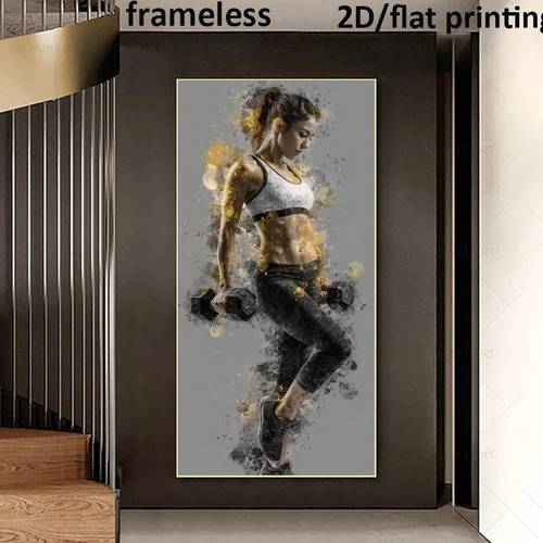 2d flat 2d flat 2d flat frameless 1pc 2d flat measuring 39 by 198 12 cm or 100 by 200 centimeters frameless canvas artwork featuring a strong woman with a golden ideal for decorating offices bedrooms and living rooms