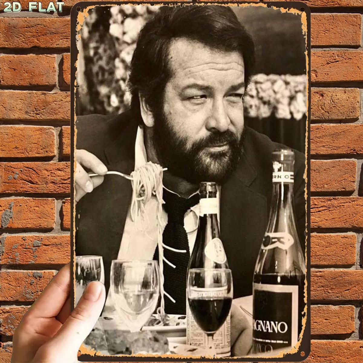 E-shop 2D Flach, 1 Stück, Retro Vintage Wein Essensszene Poster. Metall Blechschild mit vorgebohrten Löchern, Ideal für Innenbereich, Garten,
