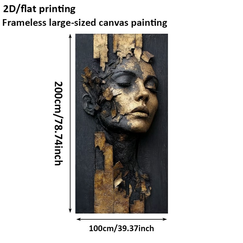 TEMU 2d Flat, 2d Flat, 1pc 2d/flat Measuring 39 By 78 Inches Or 100 By 200 Centimeters, Frameless Canvas Artwork Featuring A In A , Ideal For