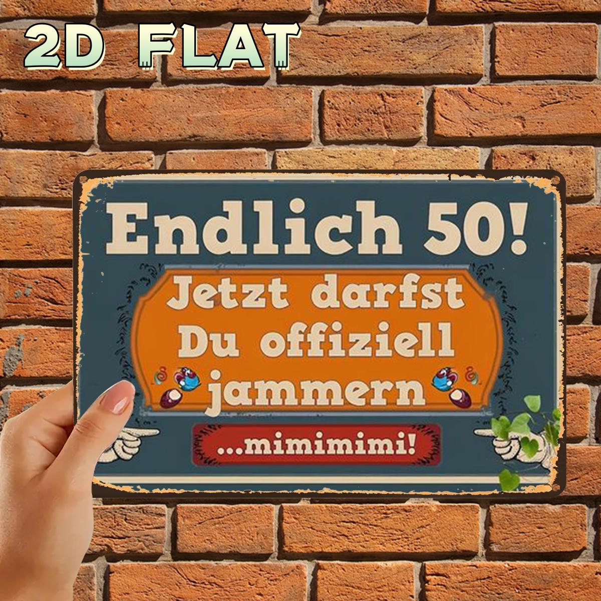 Image of 2d Flat, 1pc, Retro Vintage 50th Birthday Celebration Metal Tin Sign, With Pre-drilled Holes, Ideal For Indoor, Garden, Outdoor, And Restroom Decor