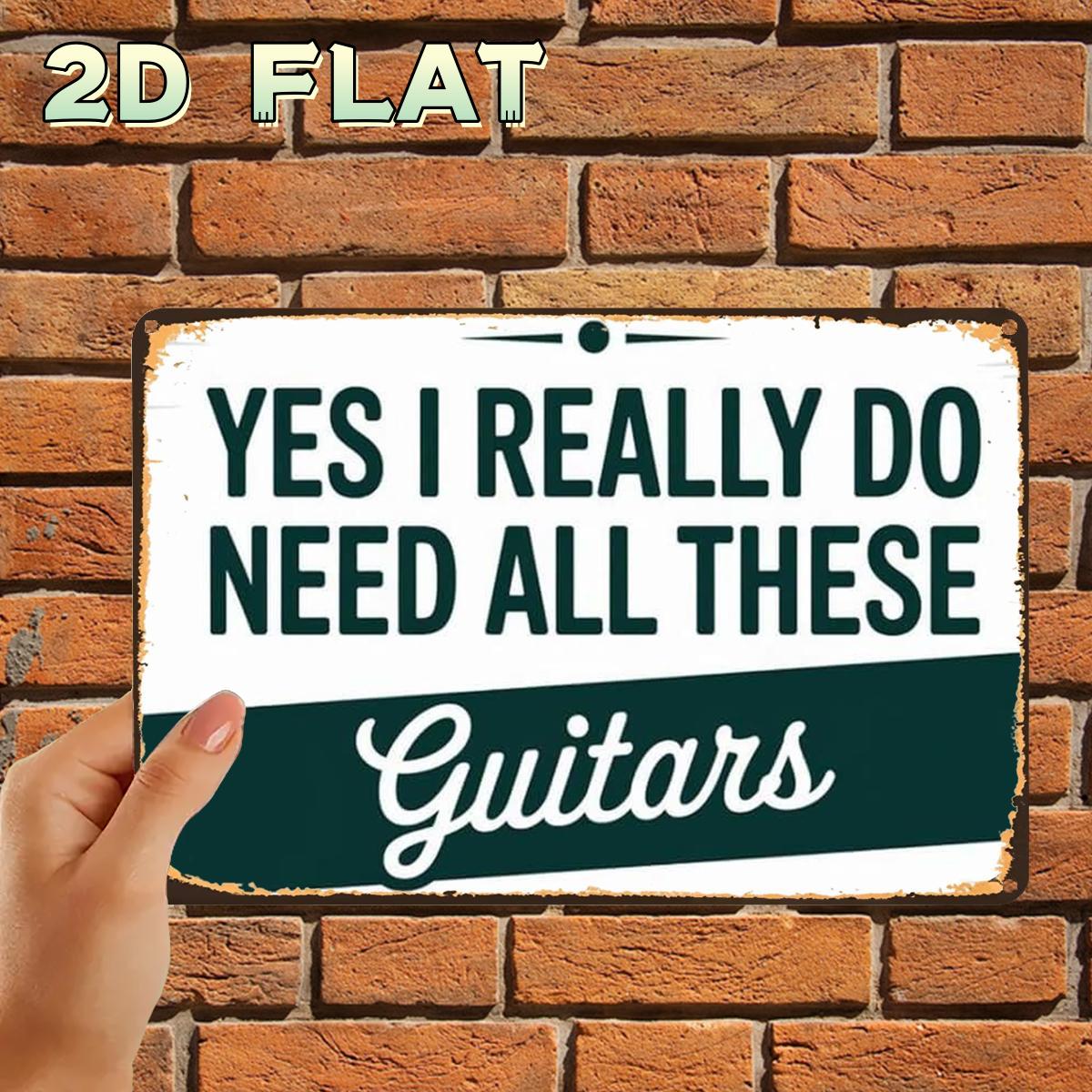 TEMU 2d Flat, 1pc Retro Wall Decor Sign - Music Plaque Suitable For Indoor, Garden, Outdoor, Restroom - Pre-drilled Holes For Hanging, Guitar-themed