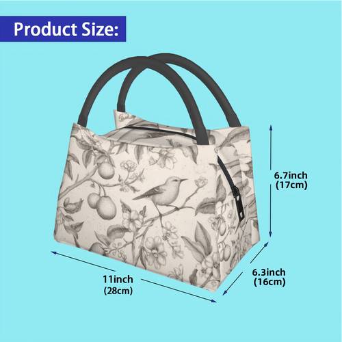 1pc birds flowers fruits branches pattern printed thermal bag insulation bag insulated bag not for direct food contact suitable for office unisex portable reusable insulated and refrigerated
