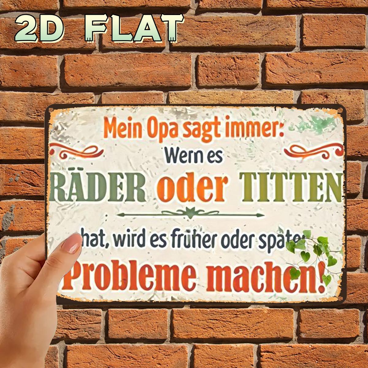 E-shop 2D-Flach, 2D-Flach, ., Vintage Vintage deutsches Humor-Schild mit rustikalem Design, Metall-Zinnschild, vorgebohrte Löcher, geeignet für