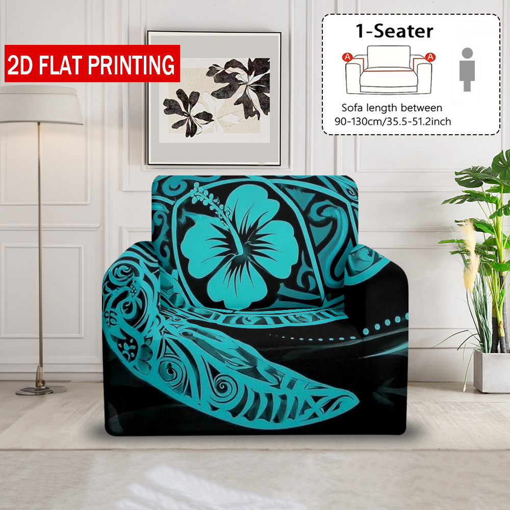 TEMU 1pc Tropical Turtle Design Sofa Cover In 2d - Fits On Sofa ; Shoulder Strap Keeps It In Without Harming Vintage Furniture; Safe For Machine