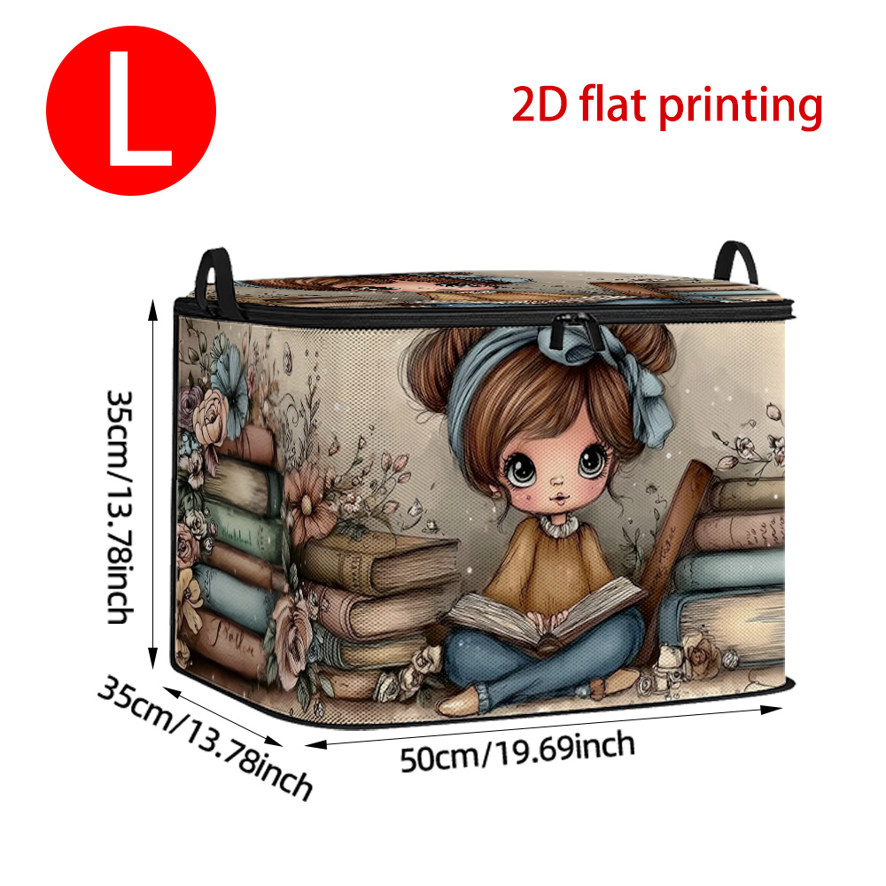 TEMU Contenitori con 2D da 1 pezzo con stampa di fiori, libri, , tessuto , borsa portaoggetti ad capacit� - Organizzatore versatile e pieghevole per