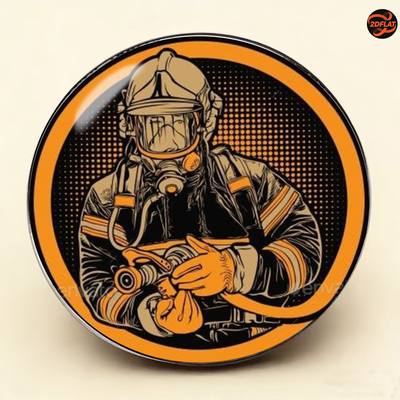 TEMU Épingle Insigne - Broche Ronde en Émail Style Vintage avec Casque et Lance à Eau, Cadeau d'Appréciation pour , Épingle de pour Hommes et Femmes,