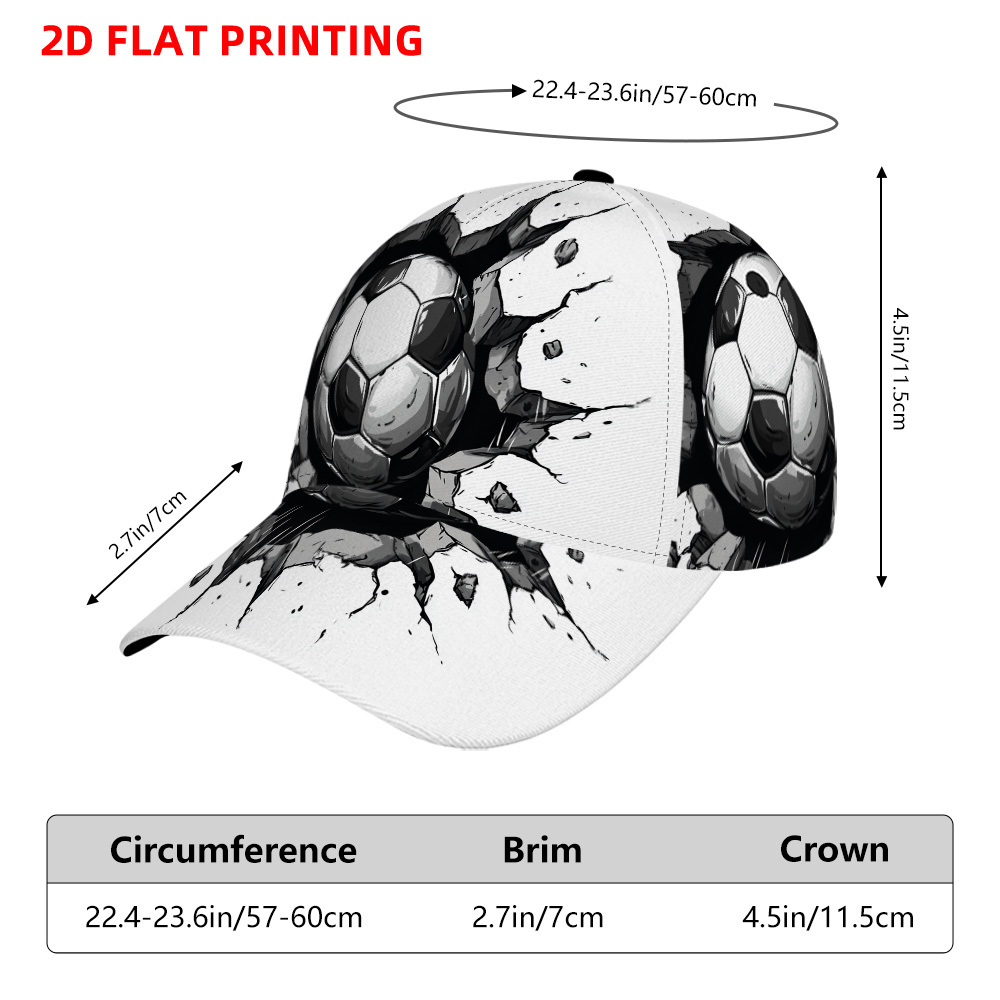 TEMU 1pc Soccer Ball Explosion Cap With Soccer Ball Print & Suitable For, Adjustable Snapback Closure, Lightweight Design For & - For Christmas,