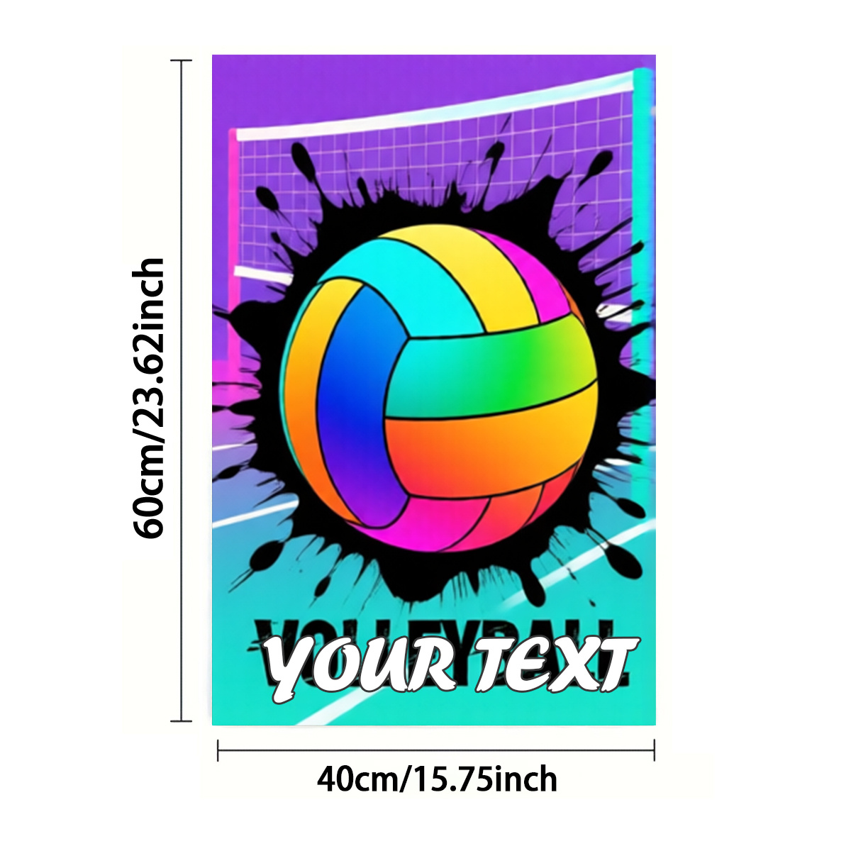 TEMU Custom Text For 1pc, Towel, Single-sided Print, Rectangular 40×60cm, Featuring A 2d Cartoon-style Volleyball Design, Suitable For Orders, Soft,