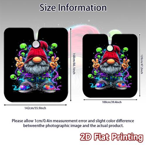 1pc 2d flat printed gnome with a fashionable barber apron and dustproof hair cutting cape for