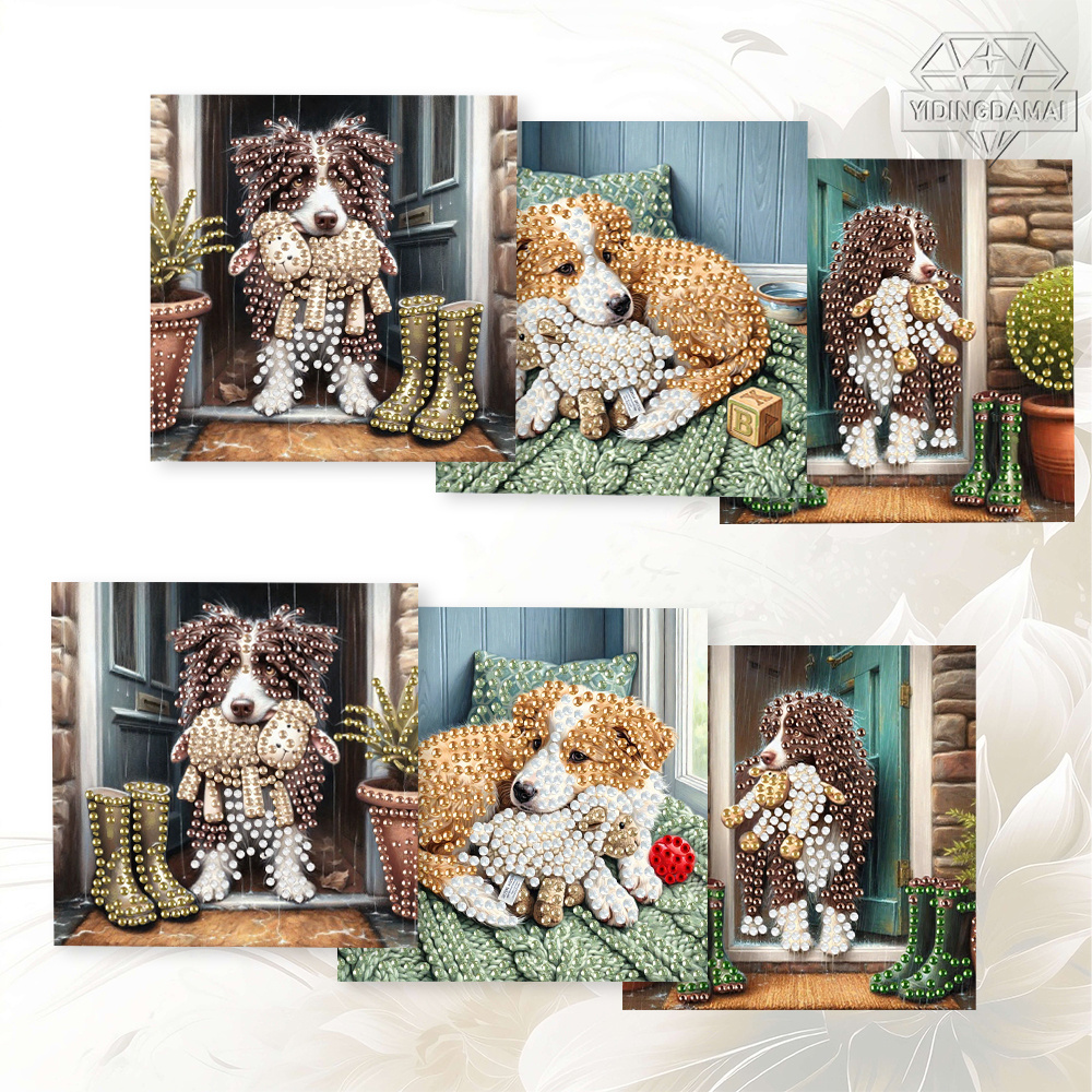 TEMU 6 Unique And Creative Cartoon Cards Featuring Cute Sheepdogs And Adorable Sheep Plush Toys, Designed With . This Set Includes 6 Printed Cards, 6