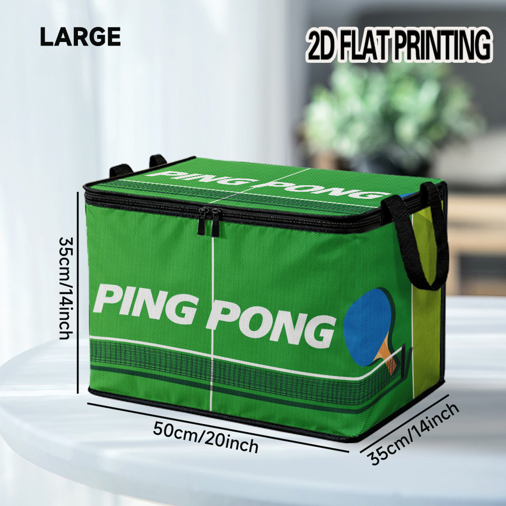 TEMU 2d Flat Printing,1pc Pong Rackets Design Storage Bin With Lid Soft Fabric, Shelf Basket, Suitable For Office Supplies, Living Room Organization,