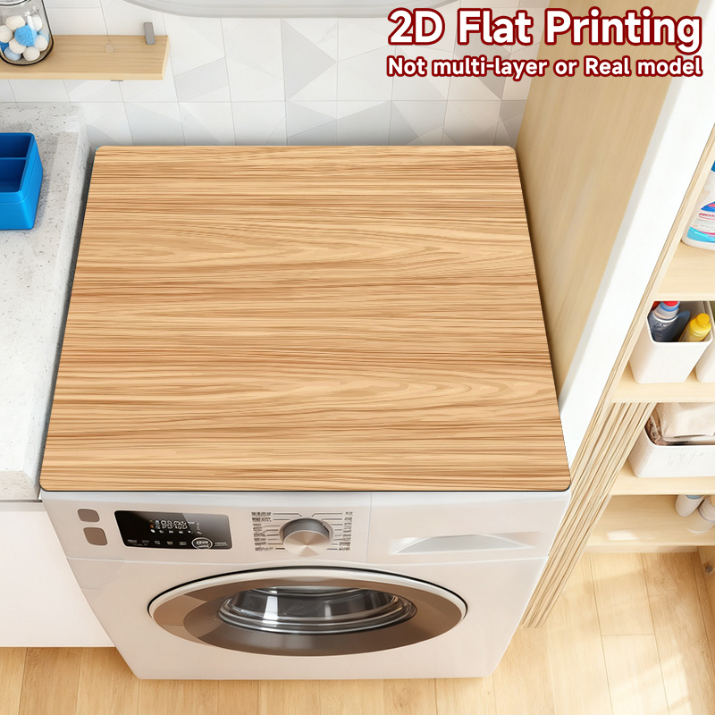TEMU Lot de 1 tapis de pour dessus de machine à laver, imprimé plat 2D avec motif de grain de bois . Parfait tapis de pour sèche-linge et machine à