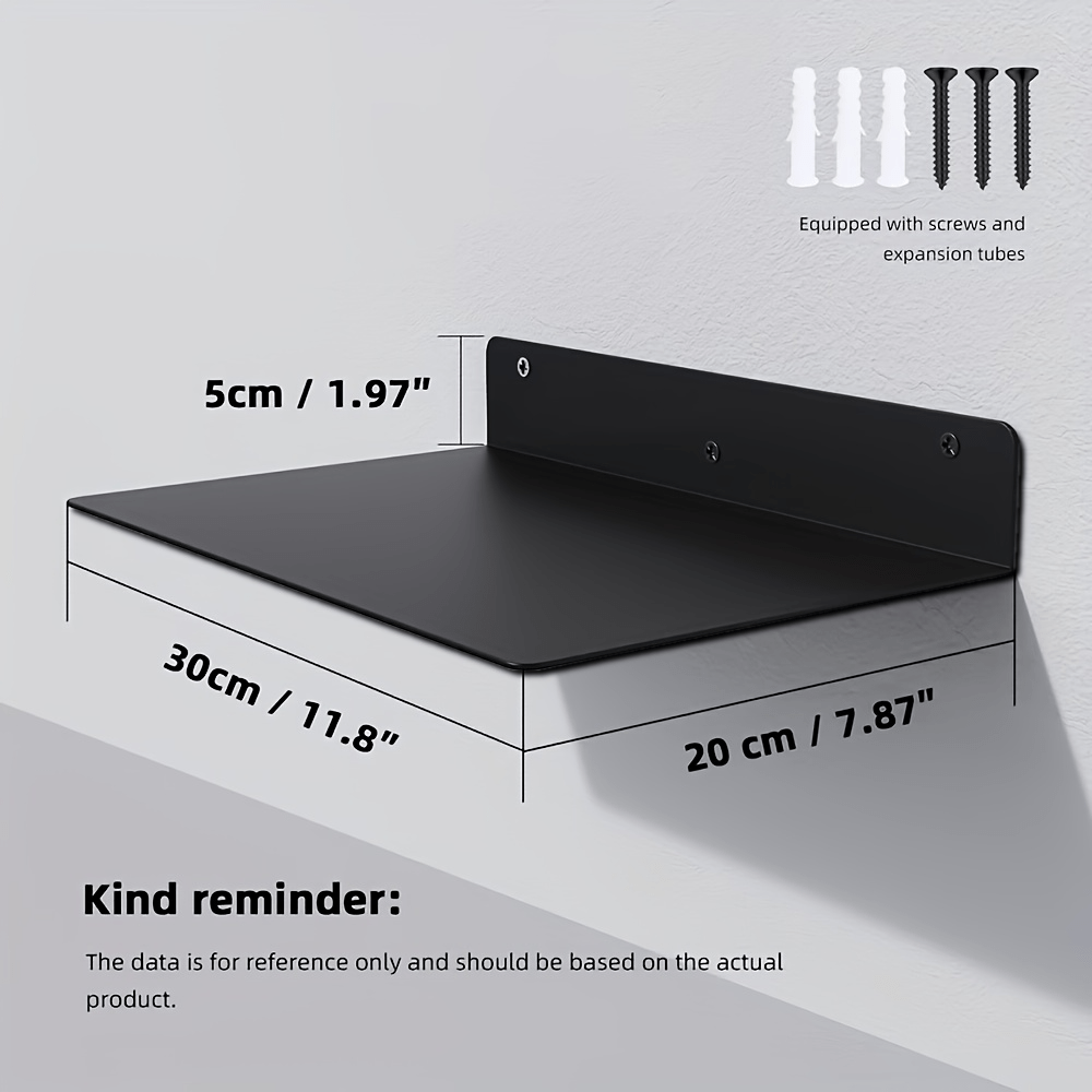 TEMU Heavy Metal Floating Shelf - No , Metal Lacquered End, Durable Construction, Exquisite Design, Convenient Storage, Space-saving Wall-mounted