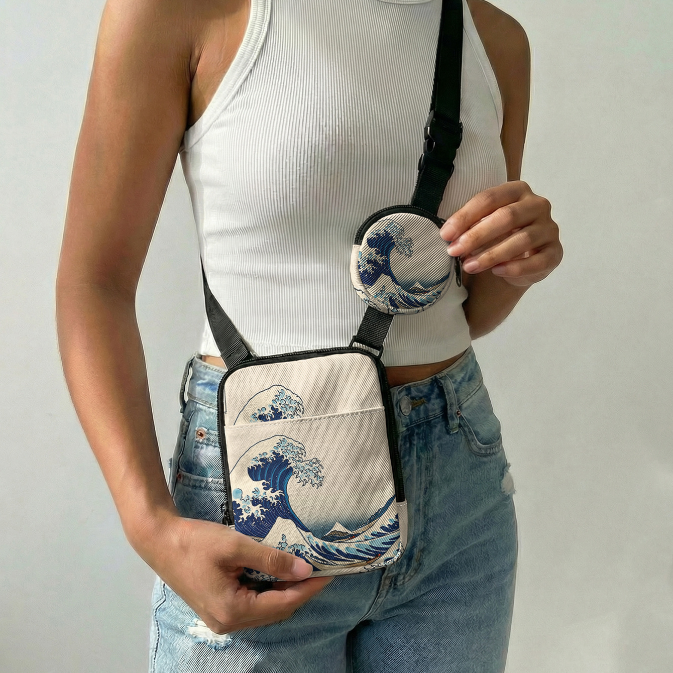 TEMU 2d Printed Crossbody Bag, With Adjustable Shoulder Strap + Pouch Design | Stores Phone/lipstick/earphones | Carry Style And Fun On Your Shoulder