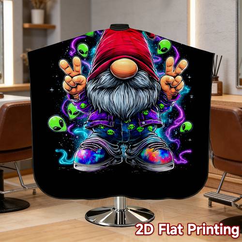 item picture 1pc 2d flat printed gnome with a fashionable barber apron and dustproof hair cutting cape for