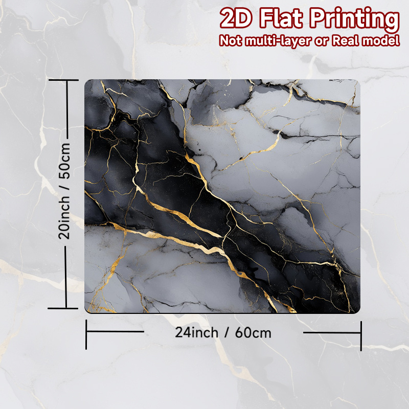 TEMU 1pc, 2d Flat Printing, Washing Machine Dust Protection Pad Black And Golden Veins, Polyester, For Ideal For Washer And Dryer Mats, Perfect For