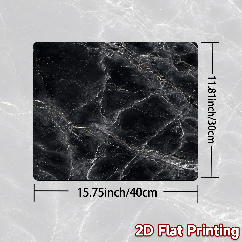 TEMU 1pc, 2d Flat Printing Gas Stove Top Protector Cover, Stove Cover And Furnace Top Decorative Mat Black Marble Veins, Cut At Will, Fashionable,