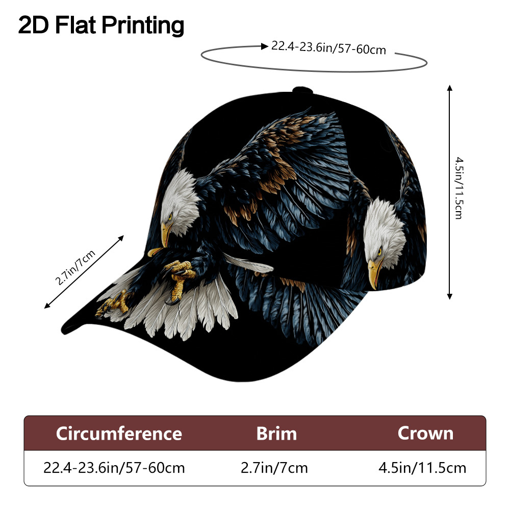 TEMU 1pc,2d Flat Unisex Baseball Cap With Eagle Print Is Perfect For Outdoor Sports. Made Of Lightweight Polyester, It Offers And Durability. Hand
