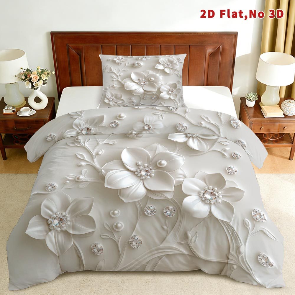 TEMU 2/3pcs Mokalala 2d Flat Floral Duvet Cover Set | Elegant Bedding With Breathable And Stylish Design, Soft Printed, Zipper Closure, Polyester,