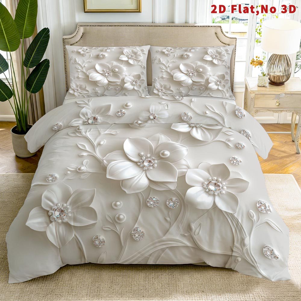 item picture 2 3pcs   2d flat floral duvet cover set   with breathable and stylish   printed zipper closure polyester suitable for   multiple sizes easter spring   ideal for bedroom and guest rooms