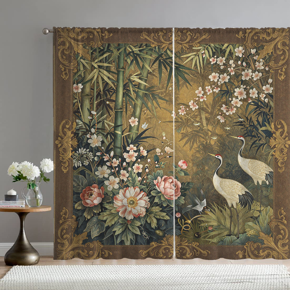 bamboo print curtains sold on Temu United States