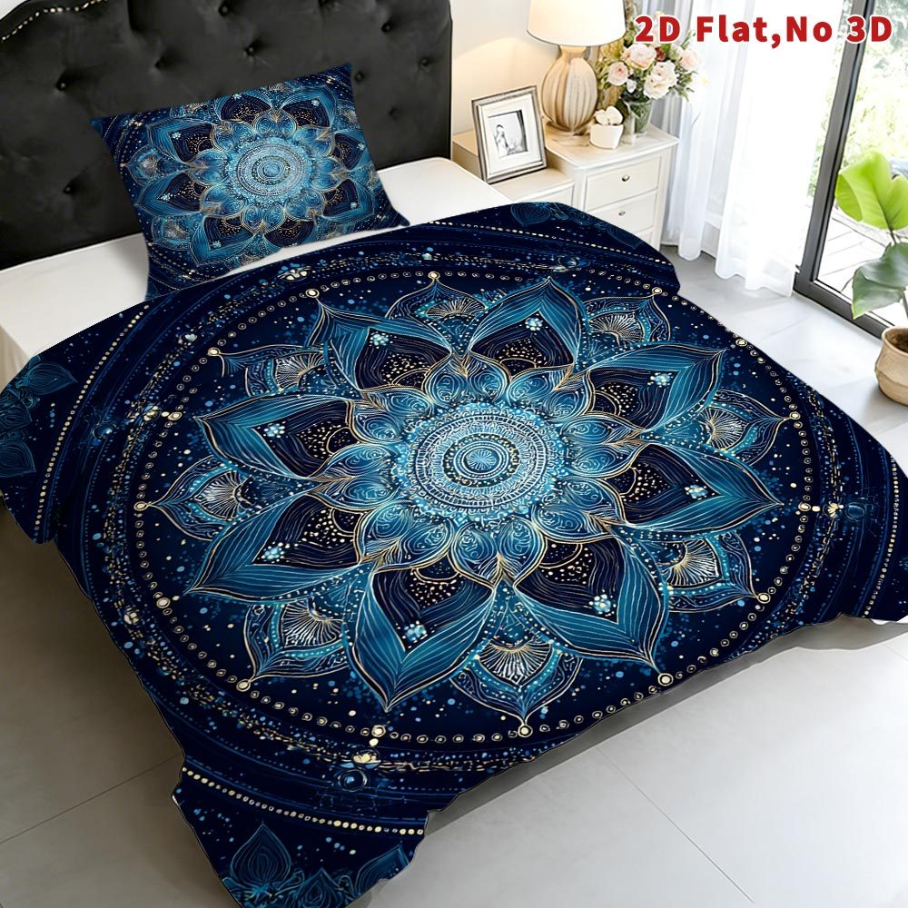 TEMU 2d Flat 2/3pcs Mandala Duvet Cover Set | Queen King Full Sizes Optional Multiple Sizes, Bohemian Style Bedding, Decorative Bed Cover Set,