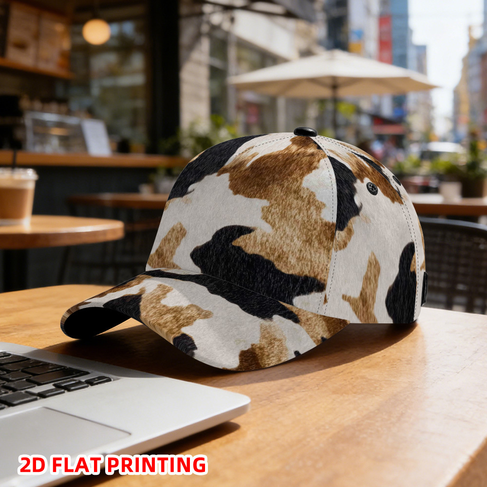 item picture 1pc 2d flat printing a baseball cap cowhide spot pattern breathable soft comfortable and stylish for ideal for s to wear outdoors while   back to   and for