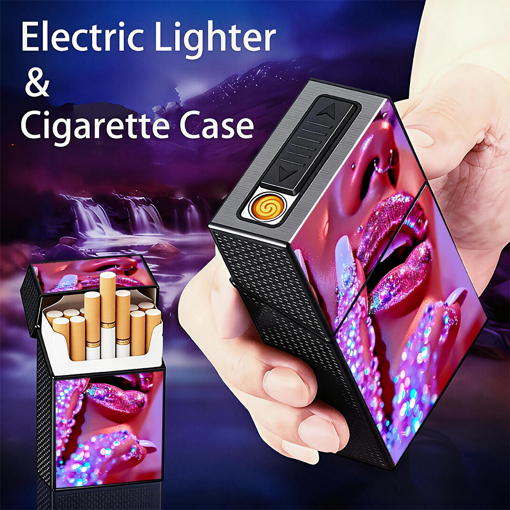 lipstick cigarette case Painted Blue Vintage Holder Carousel Music Box Compact featuring lipstick, music box,