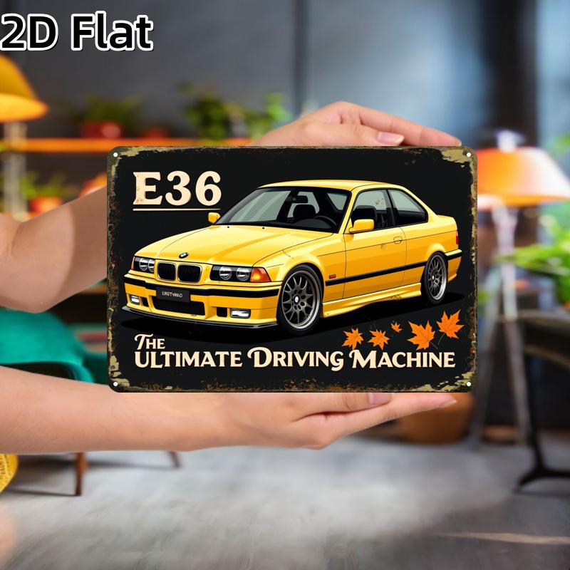 TEMU 2d Flat - 2d-flat 1pc E36: The Driving Machine, Creative Tin Sign Garage Decoration, Lettering, Highquality Print, Home Decorators, 2d Flat,