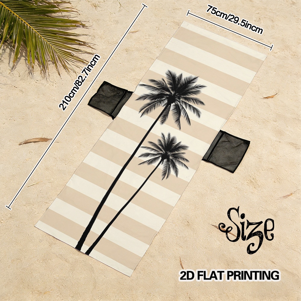 TEMU 2D Platte Print, 1-delige Compacte Terrasstoelhoes, Strandstoelhoes met Palmbladeren op Gestreept Thema, Opvouwbaar, Ideaal voor