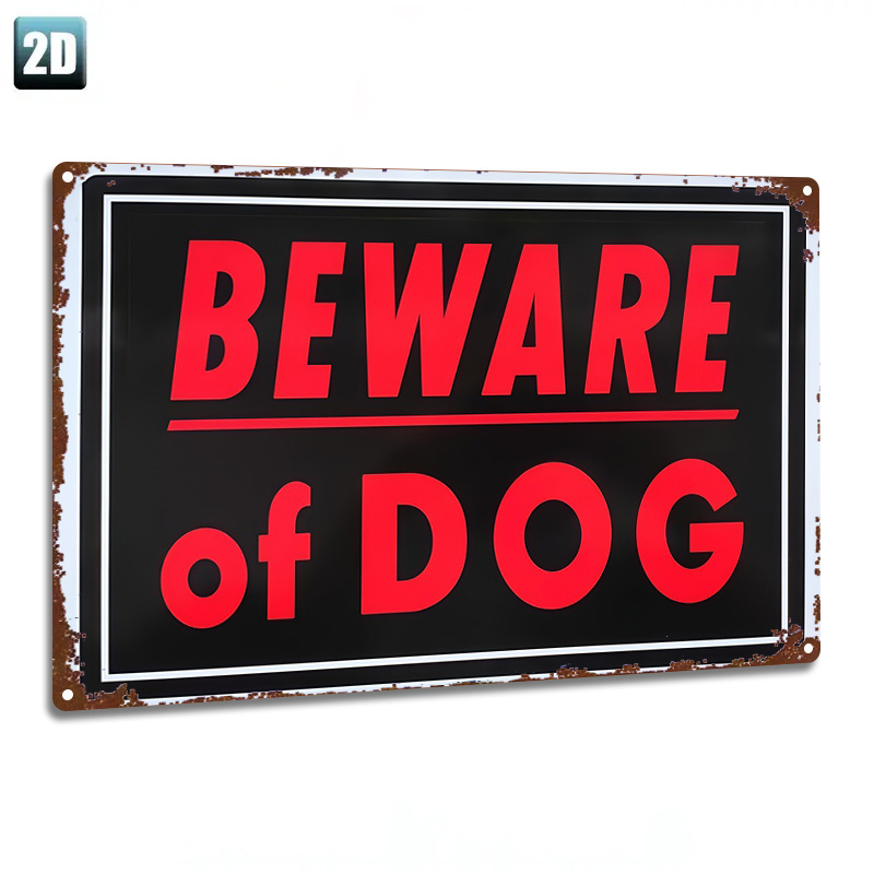 TEMU 2d Flat, 1pc Metal Sign, 2d Flat, "beware Of Dog Iron Sign".fun Decoration, Home, Door Plaque, Living Room, Bedroom, As A Gift, Halloween,