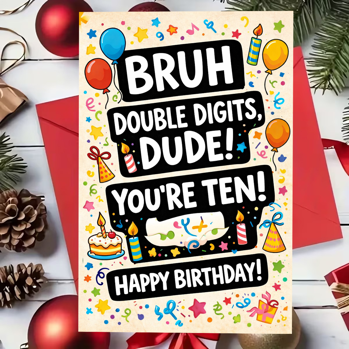 TEMU A Vibrant Birthday Card Featuring Balloons, Confetti, A Cake, And Candles, With Message, You've Broken ! You're Old! Happy Birthday!