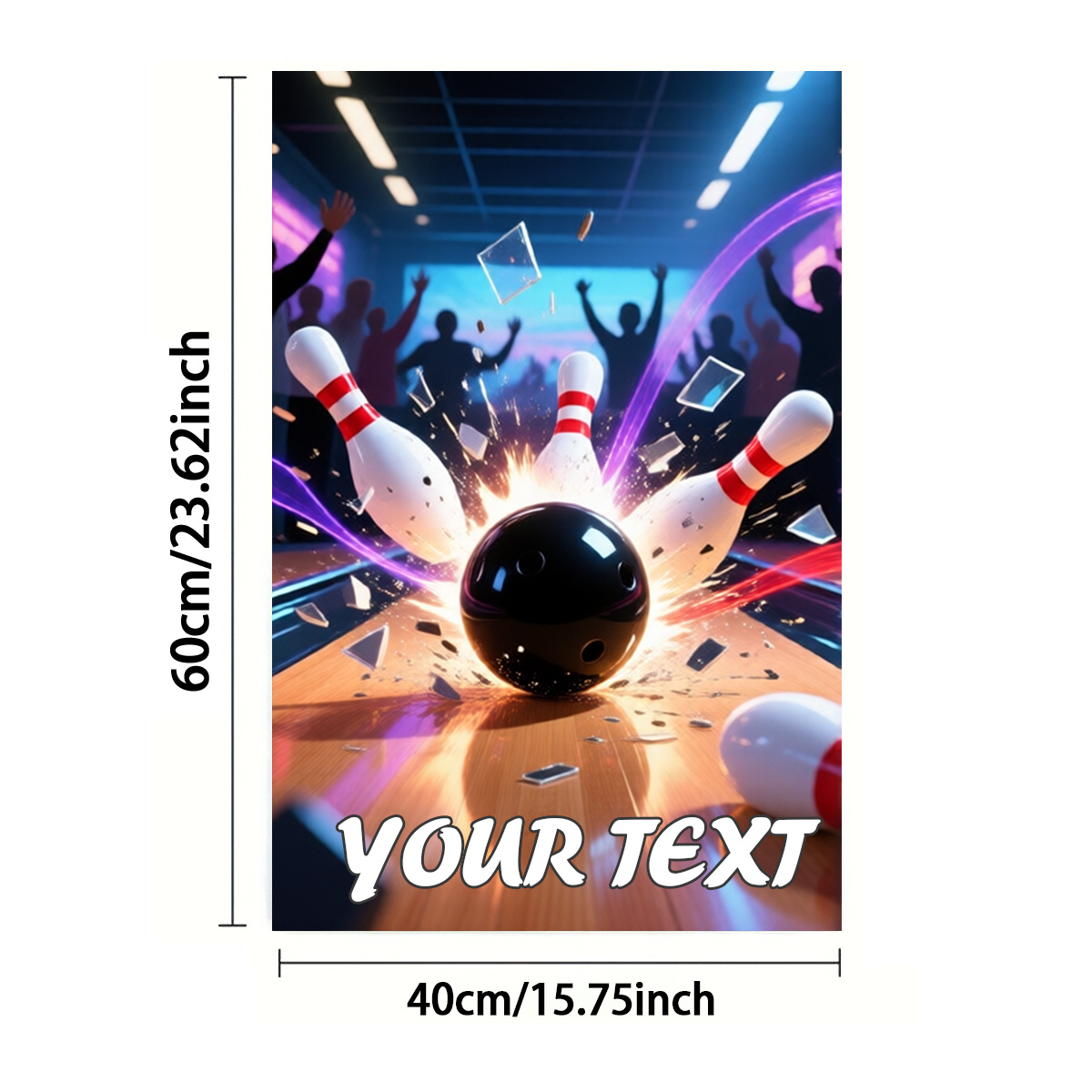 TEMU Personnalisation de texte 1pc, Serviette, Impression recto, Rectangulaire 40 X 60Cm, Motif de bowling 2D style dessin animé, Personnalisation en