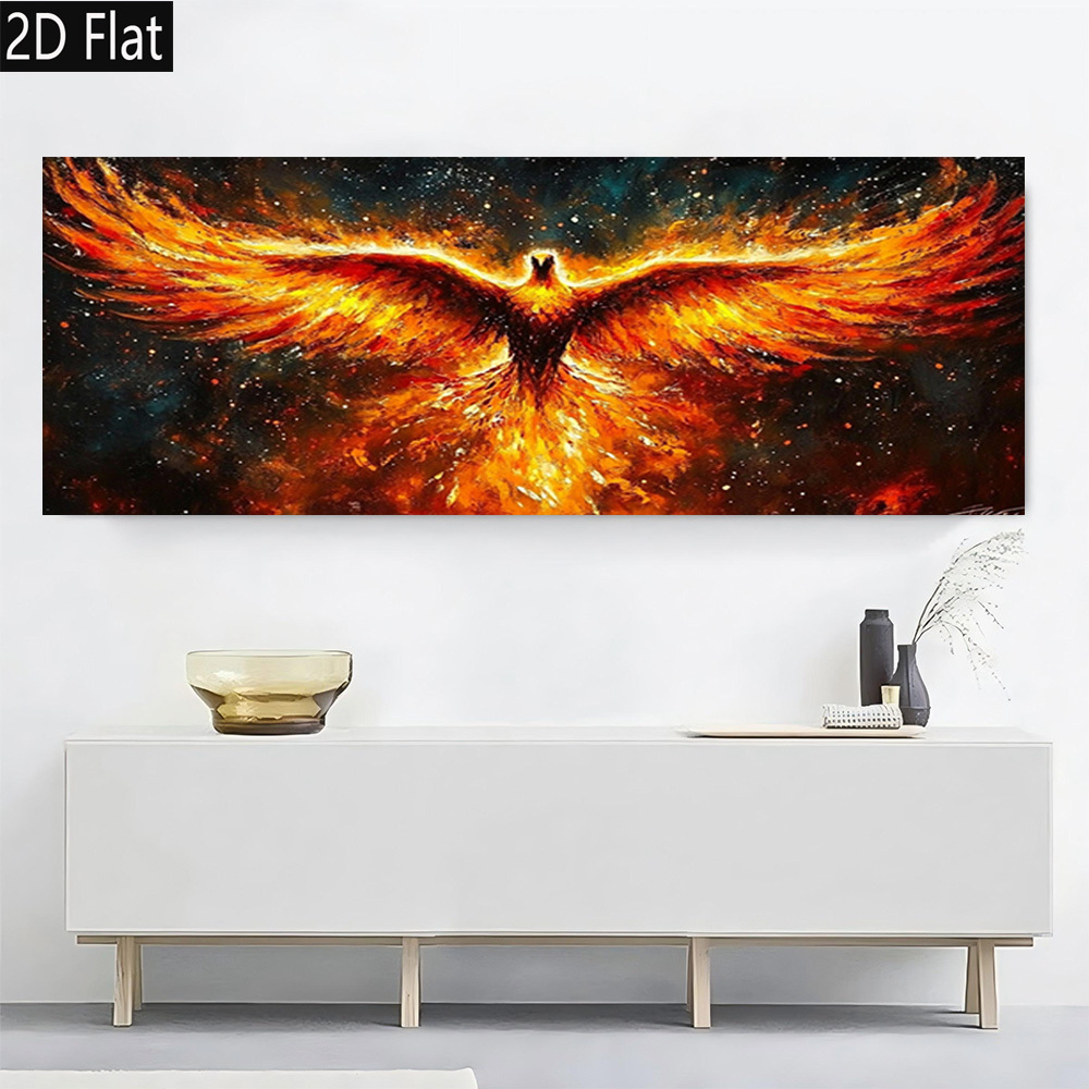 TEMU 2d Flat, 2d Flat, 2d Flat Modern Retro Frameless Canvas Art Featuring A 2d Flat Design Of A Phoenix Rising, Perfect For And Office Decoration. A