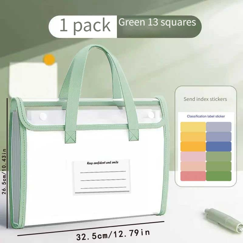 TEMU Super Transparent 13-pocket Accordion File Folder With A Cover Pocket. Suitable For A4-sized Organizers, Storage Boxes, File Bags, Student Exam