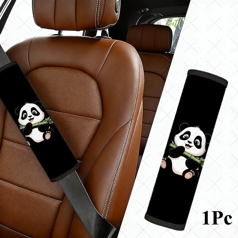 TEMU 1 pièce Coussin de ceinture de sécurité adorable à motif panda, Housse de ceinture de sécurité de voiture multifonctionnelle, Rembourrage