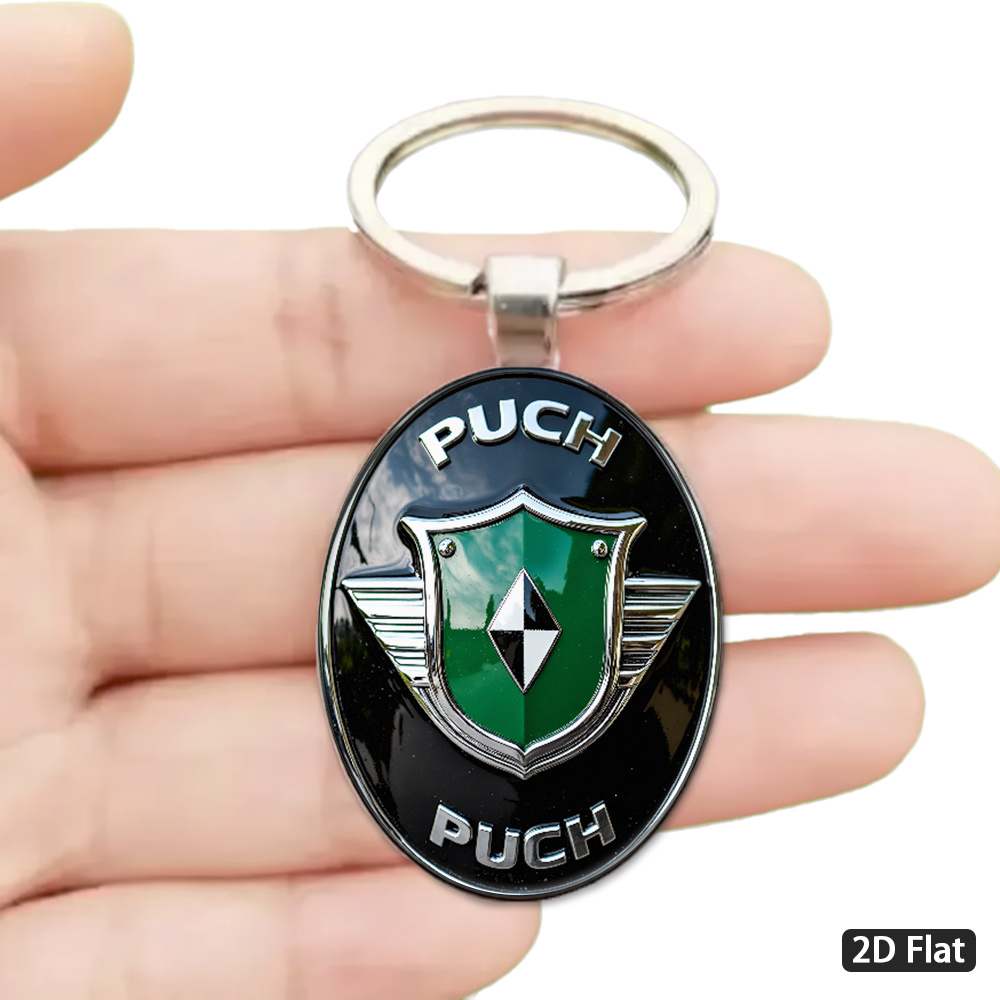 TEMU 2d Flat - 1pc 2d Flat, Modern Minimalist Style "" Themed Keychain, Black Background With White Border, Center Green And White Shield Four-color